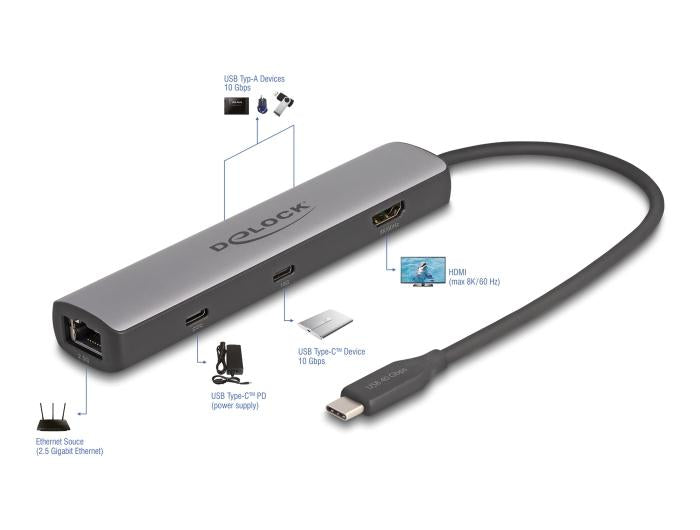 Докинг станция Delock USB 40 Gbps USB Type-C