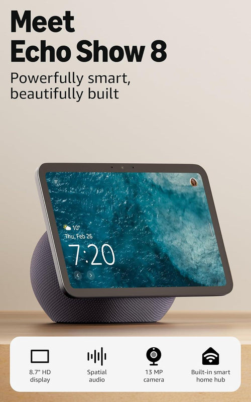 Amazon Echo Show 8 (Gen 4), 8'' visual display, 3D-audio, black