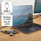 USB-C Hub, 5-Port, 2 x USB-A, 1 x USB-C, 1 x HDMI, 1 x LAN, Grey