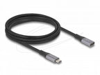 Delock USB-C Extension Cable, 40 Gbps, PD 240W, 2 m, grey
