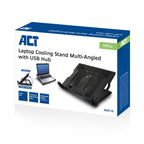 Laptop cooler ACT, Up to 17", With one fan, 2 x USB hub, Black