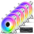 EZDIY-FAB Moonlight White RGB PWM 120mm Fan Kit - 5 Pack