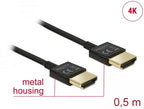 Delock Cable HDMI-A male - HDMI-A male, Ethernet, 4K, 0.5 m, Black