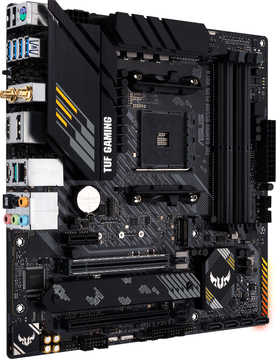 Дънна платка ASUS TUF GAMING B550M-PLUS WIFI II, AMD AM4, micro ATX, 4x DDR4, dual M.2, Wi-Fi 6, PCIe 4.0, Aura Sync RGB