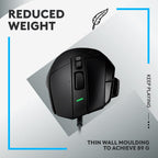 Logitech G502 X Wired Optical Gaming Mouse, USB, Black