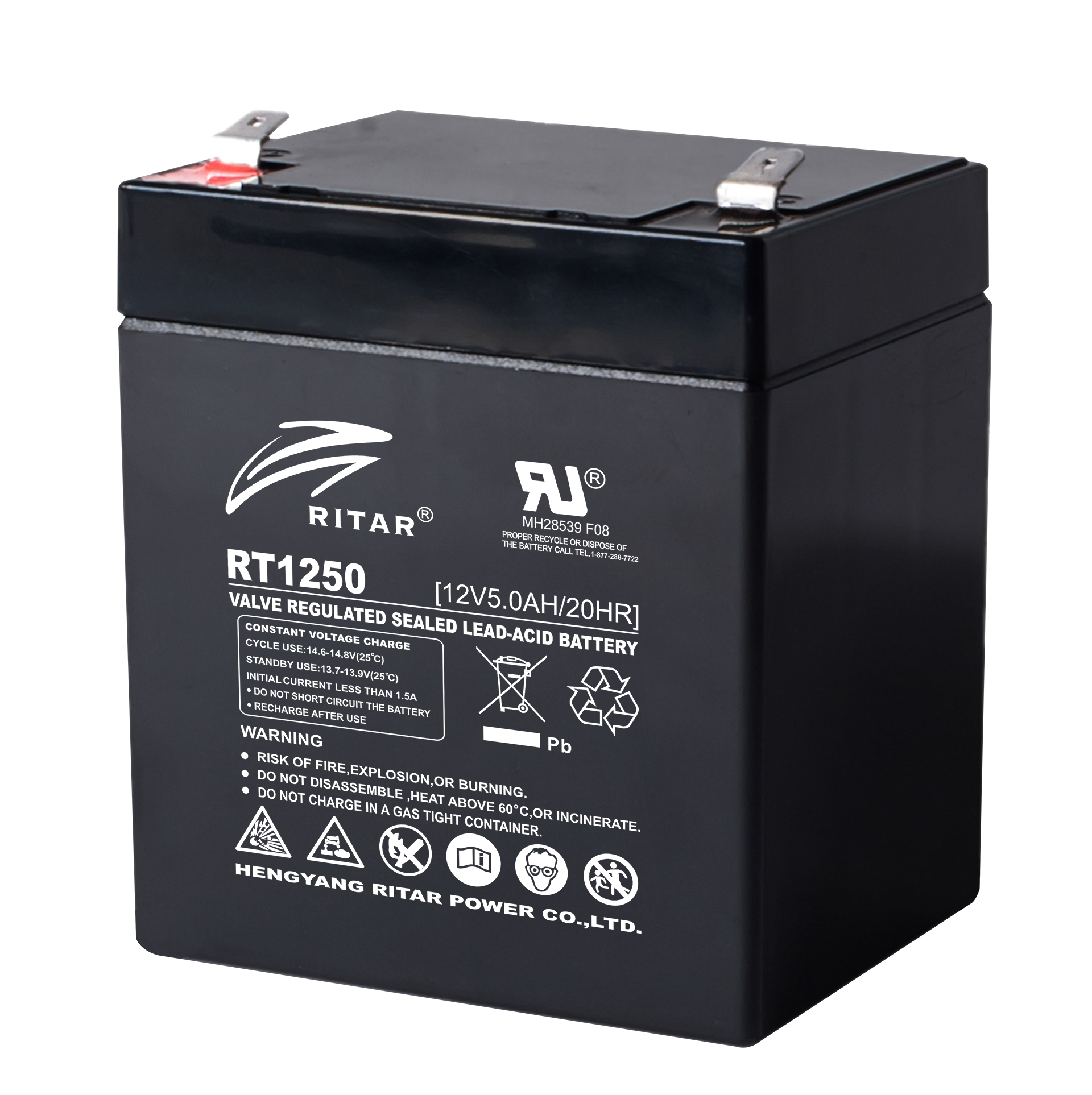 Lead-acid battery RITAR, (RT1250) AGM, 12V, 5Ah, 90/ 70/ 101mm, Terminal 2
