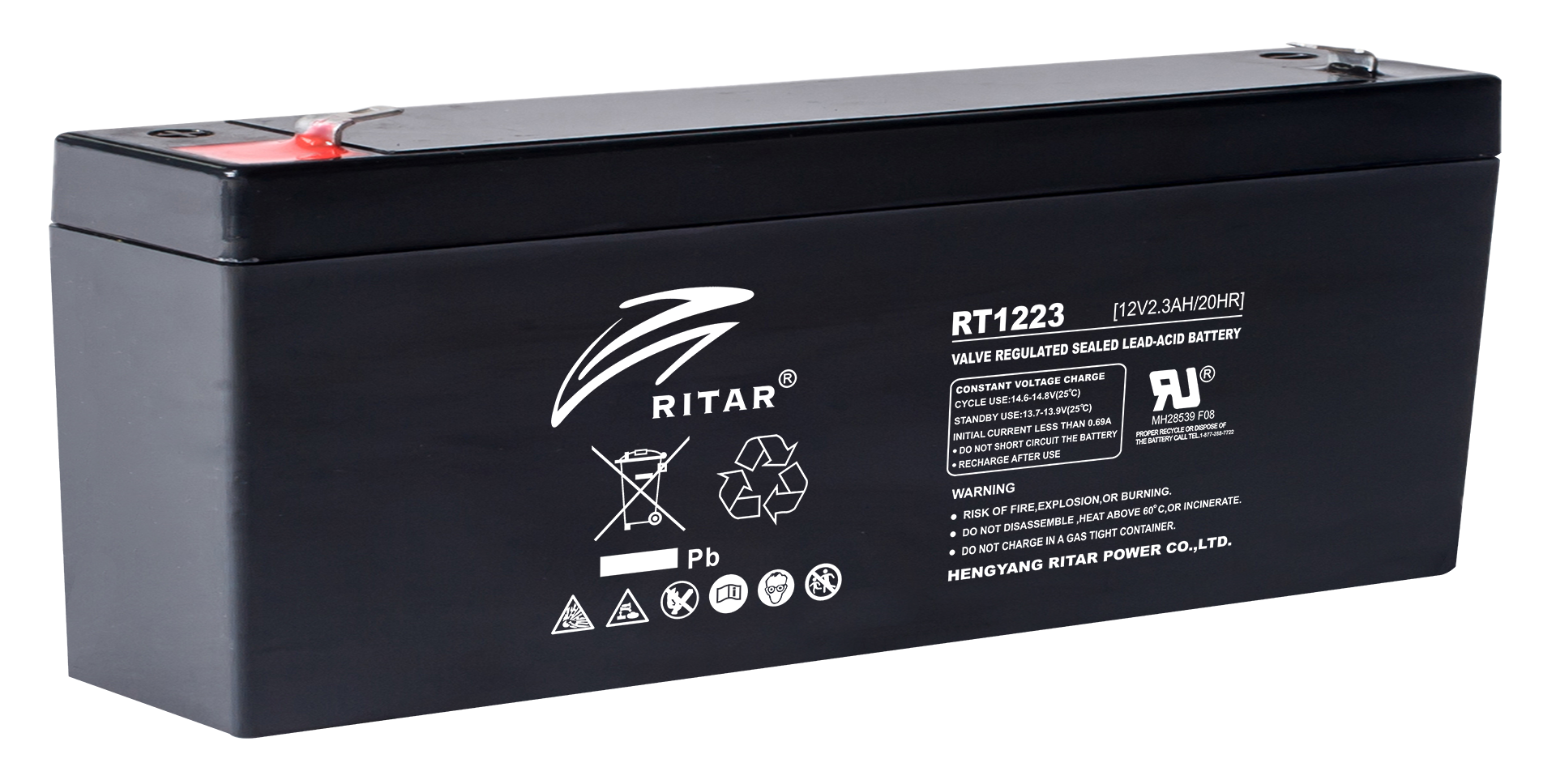 Lead-acid battery RITAR (RT1223), 12V, 2.3Ah, AGM, 177/ 35/ 62 mm