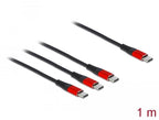 Delock Charging Cable 3 in 1, USB-C - 3 x USB-C, 1m, Black/Red