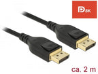 Delock Cable DisplayPort male - DisplayPort male, 2.0m, 8K 60 Hz, Black