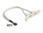 Delock Bracket, For PC installation, USB 10 pin to 2 x USB 2.0 type A
