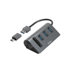 HAMA USB Hub/Card Reader, 5-port, 3x USB-A, SD, microSD, incl. USB-C adapter
