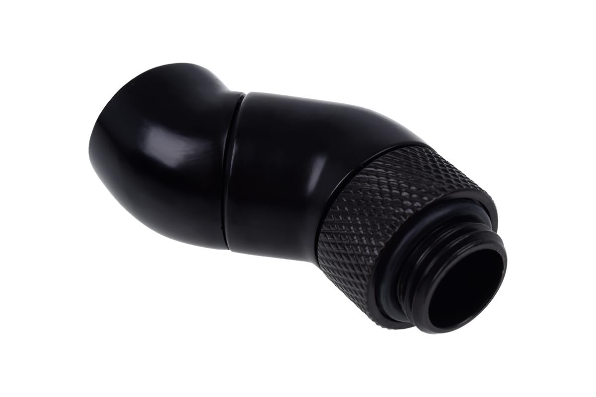 Ъглов адаптер Alphacool Eiszapfen, 2 x 45°, G1/4 външна към G1/4 вътрешна резба, Черен мат