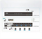 KVM Switch ATEN CS1844-AT-G, 4-Port USB 3.0, For 2 HDMI Monitors