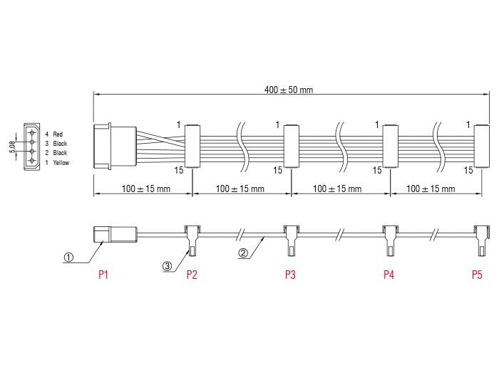 Кабел Power Molex 4 Pin  > 4 x SATA 15 Pin, 40cm