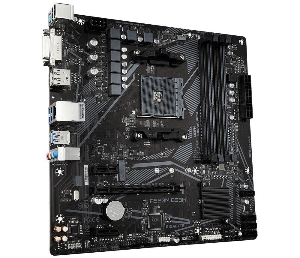 Дънна платка GIGABYTE A520M-DS3H V2, Socket AM4