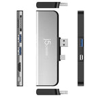 j5create JDD320B Docking Station, for MS Surface Pro 4/5/6, USB-A Mini DP, Black