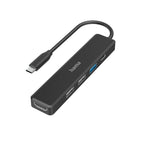 USB-C, 5-port hub, 3x USB-A, 1x USB-C, HDMI, 4K, Black