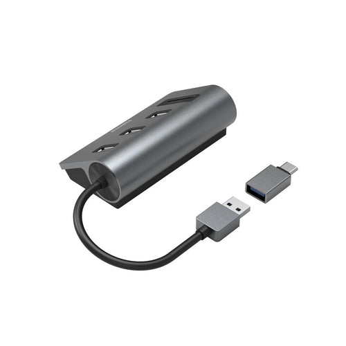 HAMA USB Hub/Card Reader, 5-port, 3x USB-A, SD, microSD, incl. USB-C adapter
