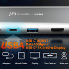 5-Port j5create JCD401 USB4 Dual 4K Multi-port USB-C Hub, 4K HDMI