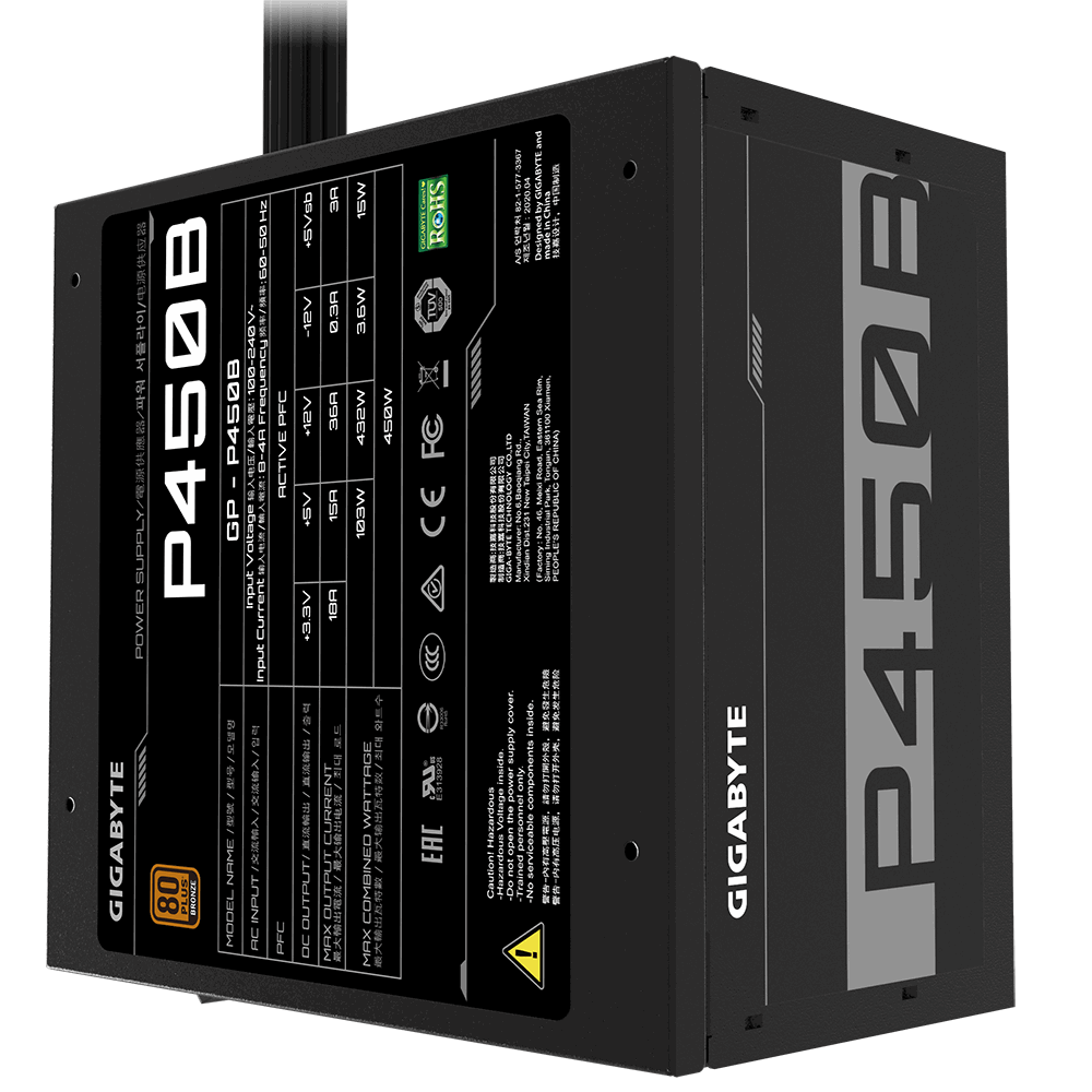 Gigabyte P450B Power Supply, 450W, 80+, Bronze