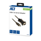 ACT AC6002 Converter, USB-C male to RS232 male, 9 pin, 1.5 m, Black