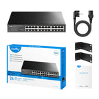 Cudy GS1024 Switch, 24-Port, 10/100/1000, Auto-MDI/MDIX, for 19" Rack