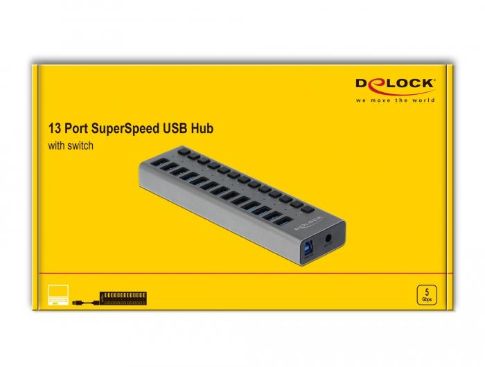 USB хъб Delock, 13 x USB-A, DELOCK-63738