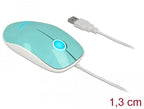 DeLock Optical Mouse, USB-A, 1.3 m Cable, USB, 1200 dpi, Turquoise
