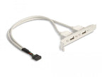 Delock Bracket, For PC installation, USB 10 pin to 2 x USB 2.0 type A