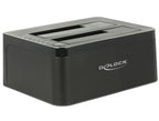 Delock 62661 External Docking Station, for 2.5"/3.5" HDD/SSD, USB 3.0, Clone Function, Black