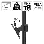 HAMA Adjustable Dual Monitor Desk Mount, 13" - 35", 15 kg, Swivel/Tilt, Black