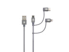 Skross 3-in-1 Cable, USB-A to USB-C/ Lightning/ Micro USB, Metal Braiding, 0.3 m