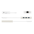 3-Port Hub J5create JCH471, USB-C 3.1, USB-A 3.0, Gigabit Ethernet