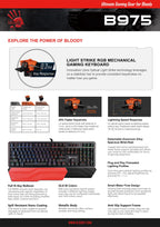 A4tech Bloody B975 Gaming Mechanical Keyboard, Brown switch