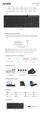 A4tech Fstyler FX72 Wired Keyboard, low profile, scissor-switch technology, Cyrillic, black