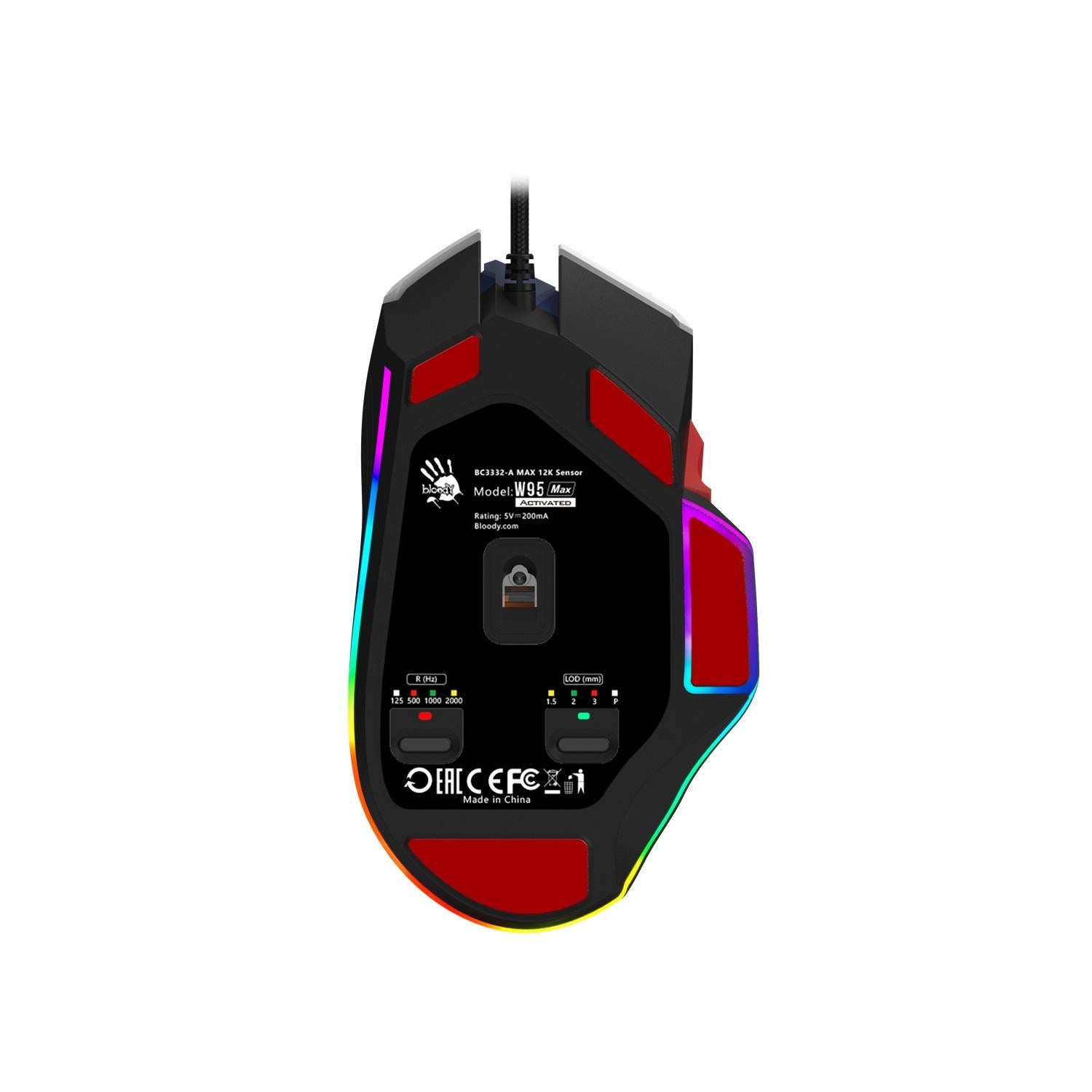 A4tech Bloody W95Max Sports Navy RGB Light Геймърска мишка, 12000cpi
