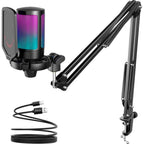 Microphone with Stand FIFINE A6T RGB - Black