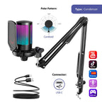 Microphone with Stand FIFINE A6T RGB - Black