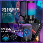 Microphone with Stand FIFINE A6T RGB - Black