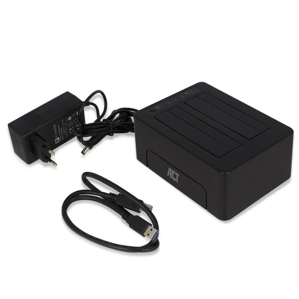 ACT Докинг стейшън AC1504, USB 3.1 Gen1 за 3.5"/2.5" HDD/SSD черен