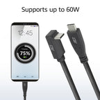 ACT USB-C to USB-C Cable, 10Gbps, 60W, 0.5 m, connectors - 1x straight and 1x 90° up/down angled