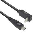 ACT USB-C to USB-C Cable, 10Gbps, 60W, 1m, connectors - 1 x straight and 1 x 90° up/down angled