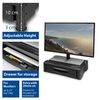 Monitor Stand ACT AC8215, Desk, with 2 Drawers, Up to 10 kg, Black