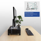 Monitor Stand ACT AC8215, Desk, with 2 Drawers, Up to 10 kg, Black