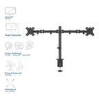 Monitor stand for 2 monitors ACT AC8302, desk-mounted, adjustable, 35", 2x8 kg, black
