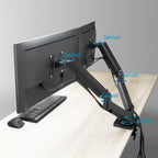 ACT Стойка за 2 бр. монитора за бюро AC8314, Регулируема, 17" - 34", 9 кг, газова пружина