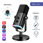 FIFINE AM8 Dynamic RGB XLR/USB Desktop Microphone - Black