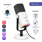 FIFINE AM8 Dynamic RGB XLR/USB Desktop Microphone - White