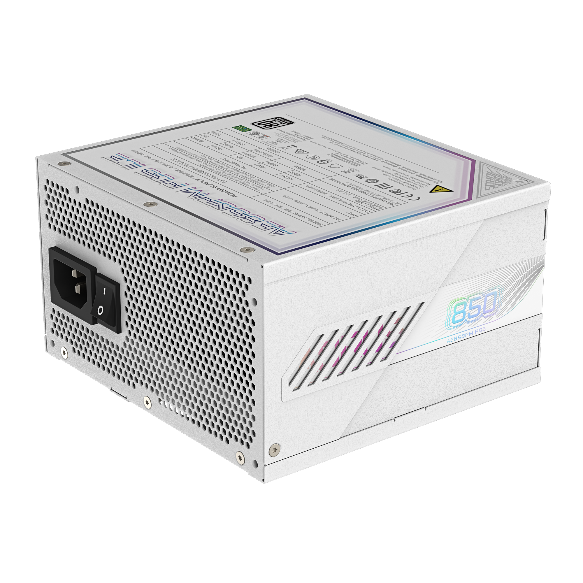 Захранващ блок Gigabyte AORUS ELITE P850W ICE 80+ Platinum, PCIe 5.1
