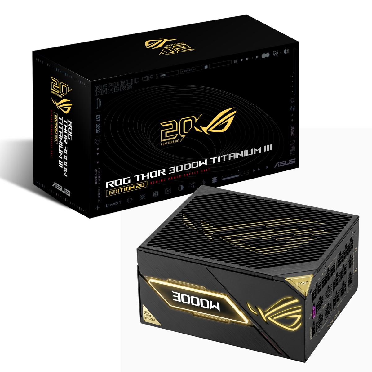 Захранващ блок ASUS ROG THOR III 3000W Edition 20, 80+ Titanium PCIe 5.1, Fully Modular